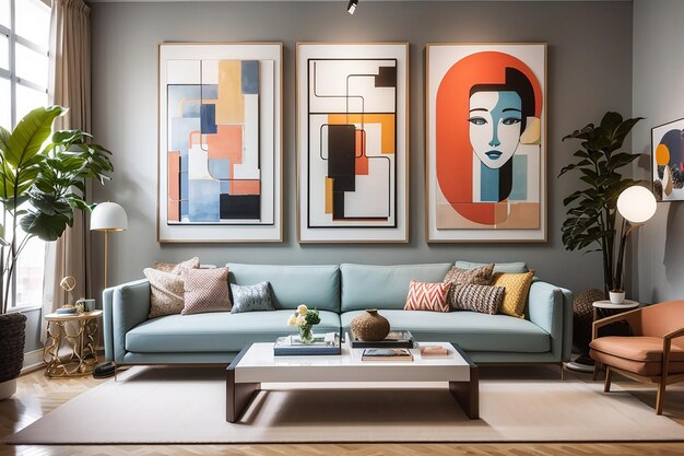 Photo develop a mockup of a contemporary art galleryinspired living room