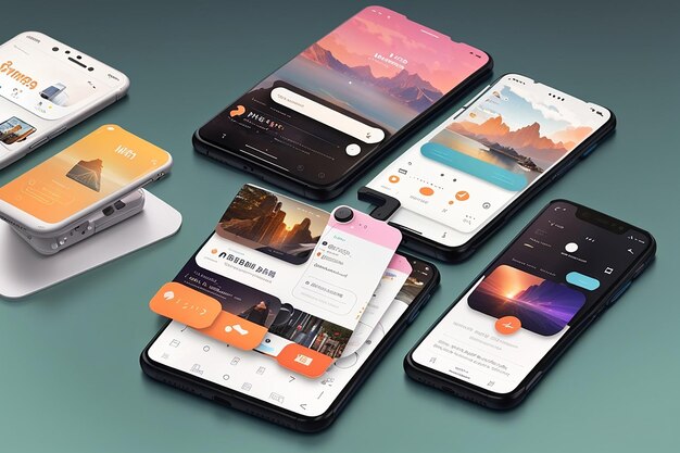 Develop a mockup for a music streaming app featuring landscapeoriented smartphones with customizable playlists and music recommendations on the screens