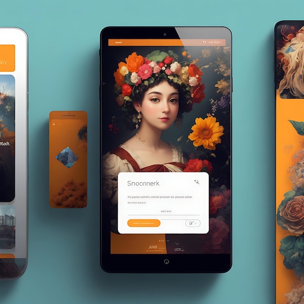 Develop a screen mockup for a social media platform focused on art and creativity