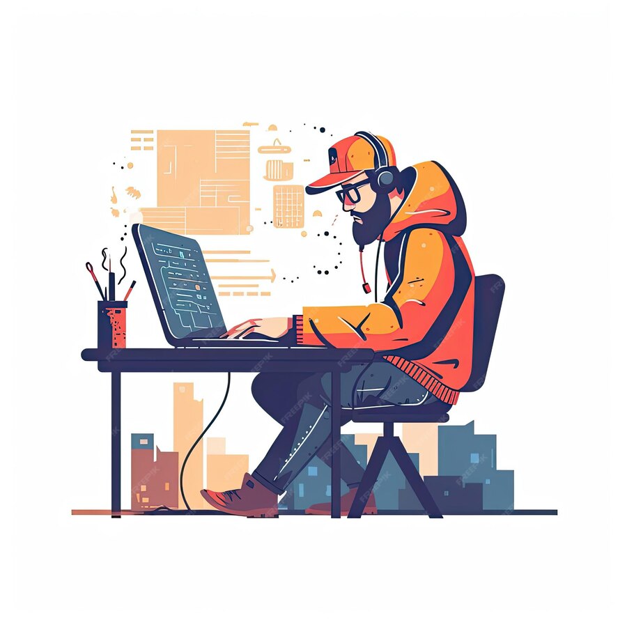 Premium AI Image | Developer at computer engineer coding hacker concept ...