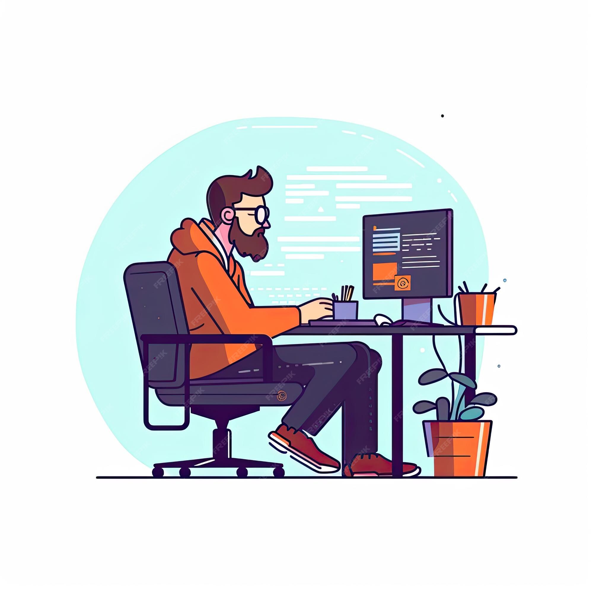 Premium AI Image | Developer at computer engineer coding hacker concept ...