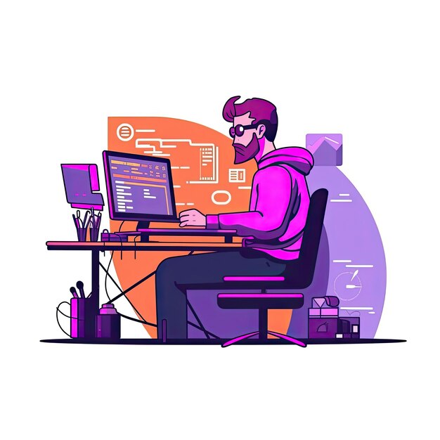 Premium AI Image | Developer at computer engineer coding hacker concept ...