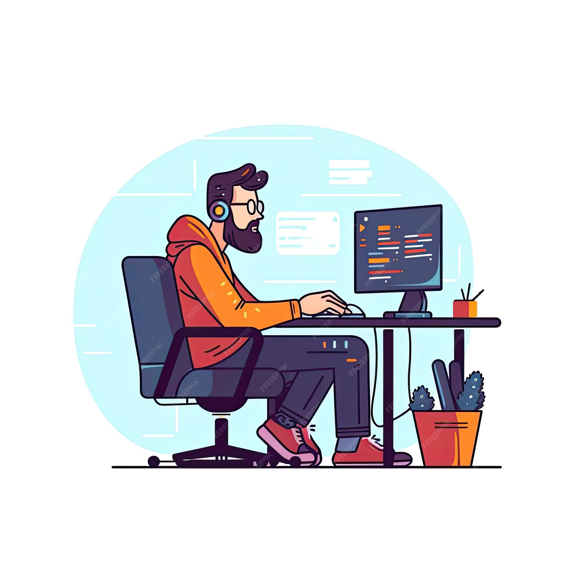 Premium Photo | Developer at computer engineer coding hacker concept ...