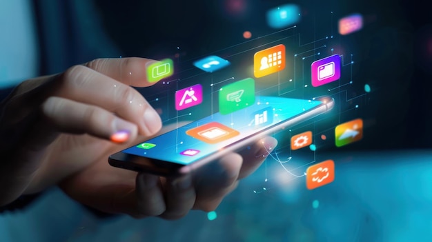 a developer showcasing a newly developed app on a smartphone highlighting userfriendly features