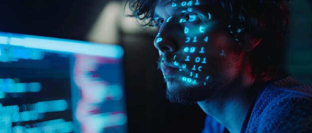 Premium Photo | Developer of Software Hacker in Darkroom Working on ...