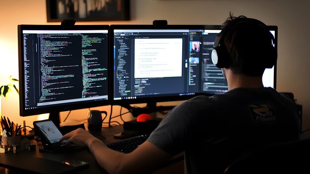 developer working on a website with multiple tabs open multitasking in web development efficient coding setup