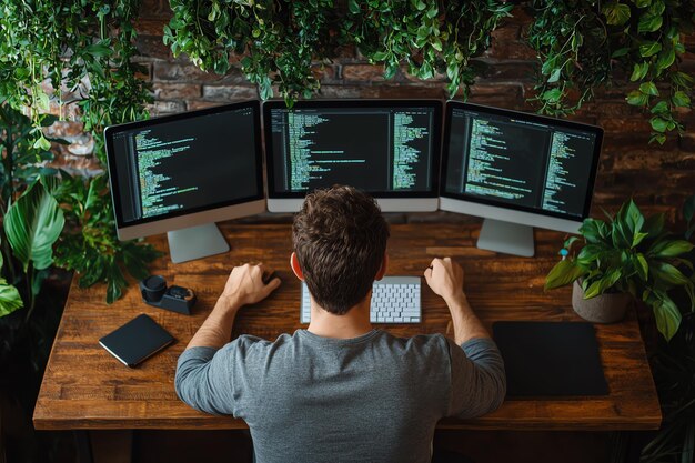 開發者在一個有多個標籤的網站上工作,在網頁開發中開啟多任務,高效的編碼設置