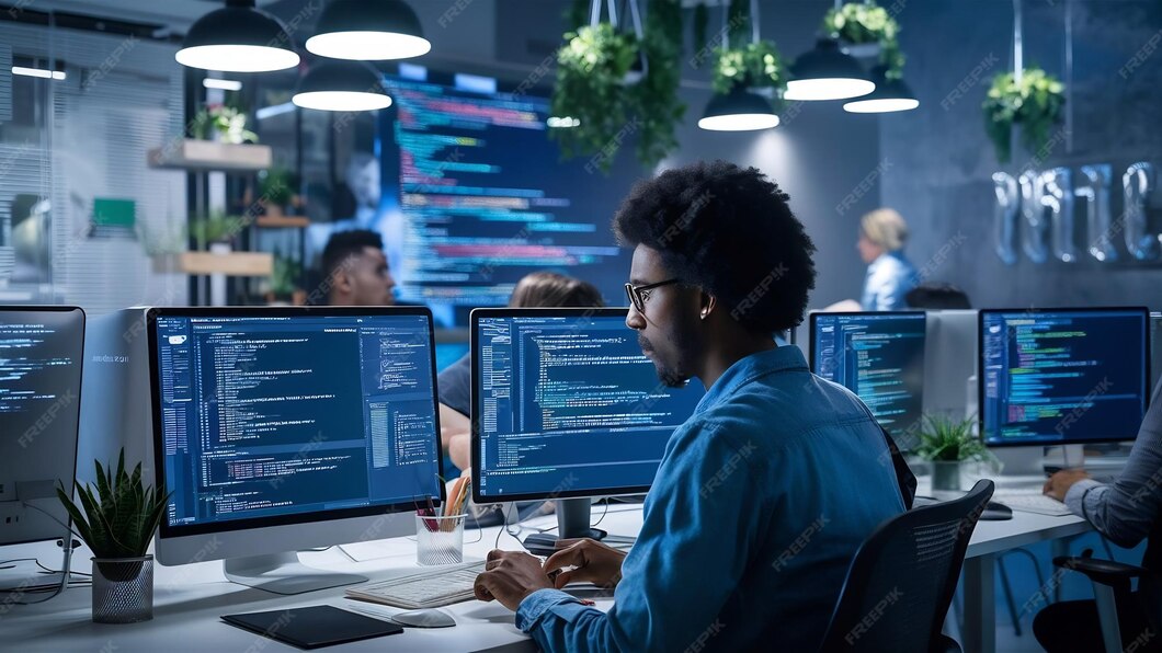 Premium Photo | Developing programmer development website design and ...