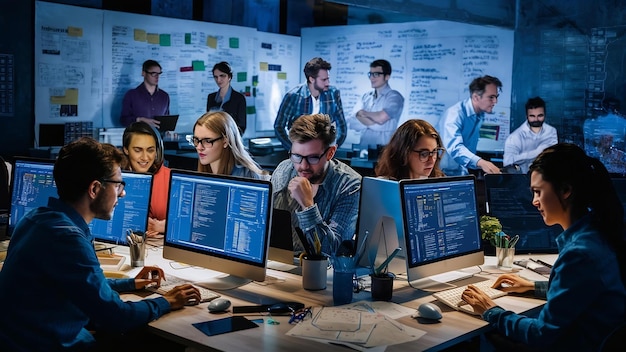 Разработка команды программистов, разработка веб-сайтов, проектирование и кодирование технологий, работающих в программном обеспечении.