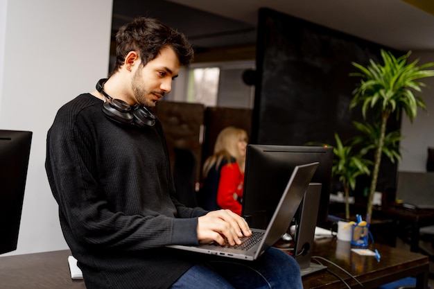 developing programming and coding technologies website design programmer working in a software develop company office