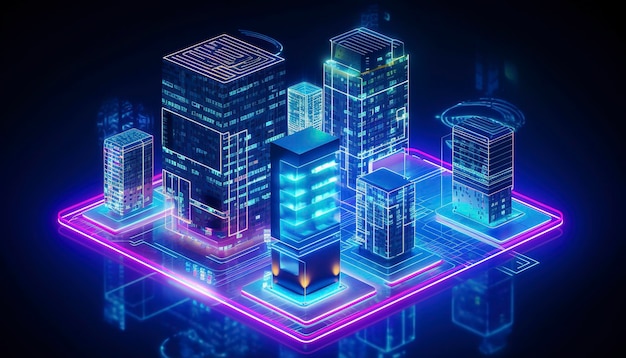 Development architecture computer systems of a smart building Design modern building construction with ai controls Project smart house construction with artificial intelligence generate ai
