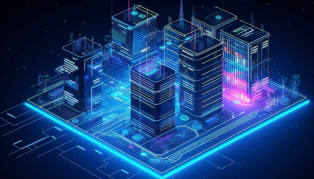 Development architecture computer systems of a smart building Design modern building construction with ai controls Project smart house construction with artificial intelligence generate ai