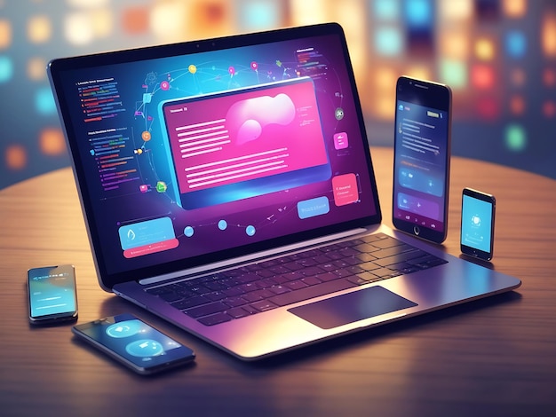 Development of crossplatform websites and mobile apps for laptops Generative Ai