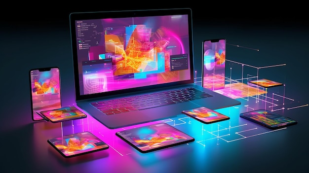 Development of crossplatform websites and mobile apps for laptops generative AI