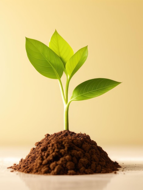 development of a new plant on a blank background