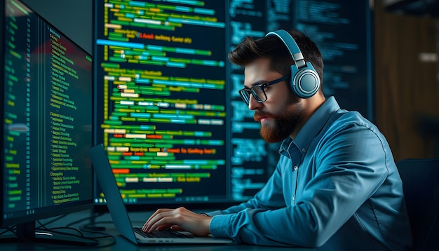 development programmer working in website a software and coding technology isolated with white