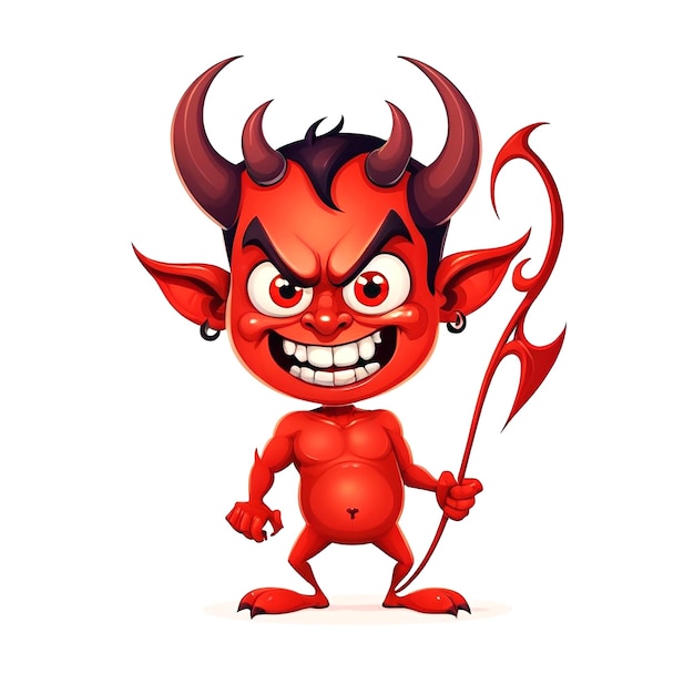 Devil Cartoon Character Illustration On White Background