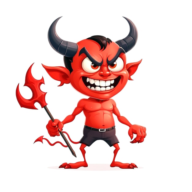 Devil Cartoon Character Illustration On White Background