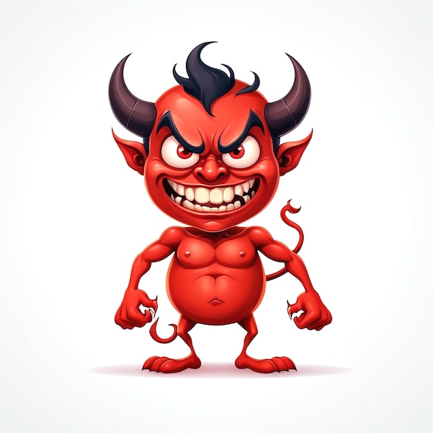 Devil Cartoon Character Illustration On White Background