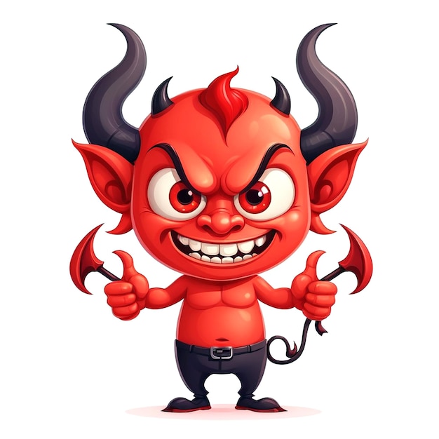 Devil Cartoon Character Illustration On White Background