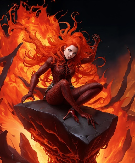 Devil girl in the fire