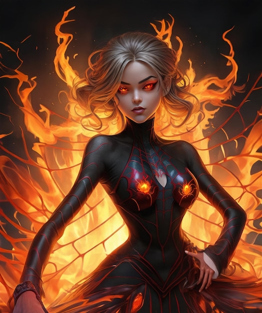 devil girl in the fire