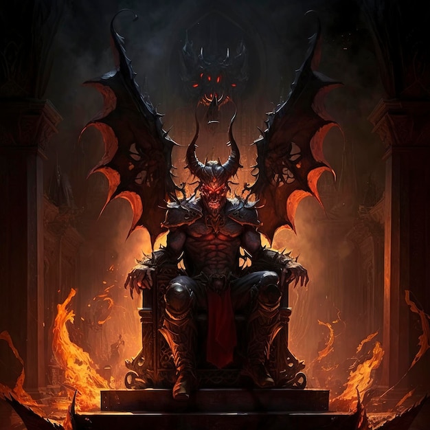 Warrior king sitting on the throne. fantasy scenery. concept art. Stock  Illustration