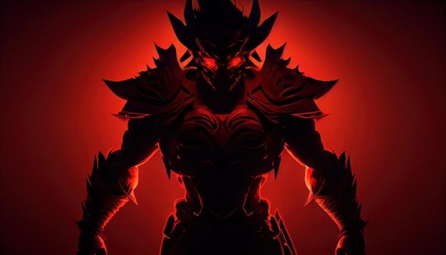 Devil warrior in shadow digital art illustration Generative AI