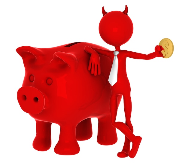 Devil with piggybank