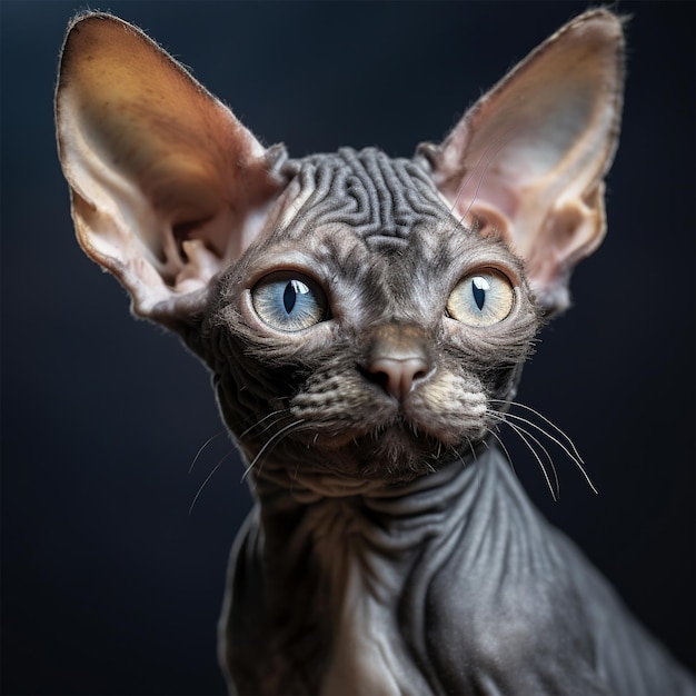 Devon Rex Cat on a dark background generated by AI