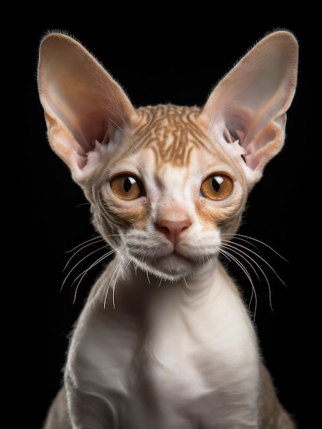 Фото devon rex cat студийный снимок изолирован на чистом фоне