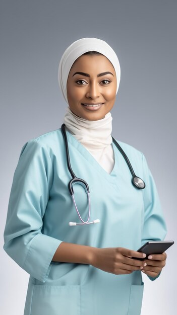 Devoted Muslim Pediatric nurse in Hijab Committed to Child Health Cultural Compassion in Care