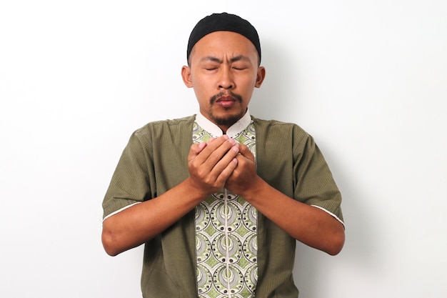 Devotion During Ramadan Indonesian Man Prays to Allah