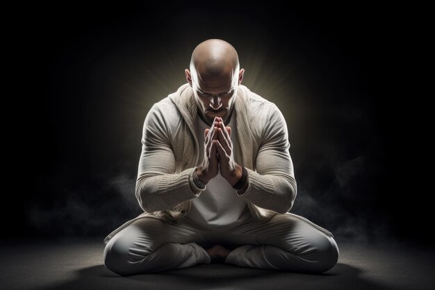 Devout Caucasian Male in Prayer