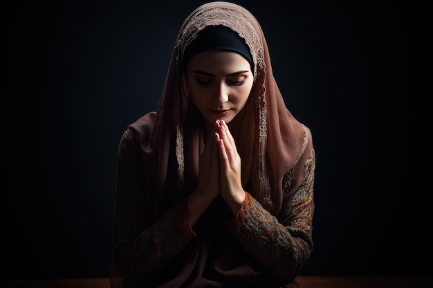 Premium AI Image | Devout Muslim Woman Engaged in Prayer