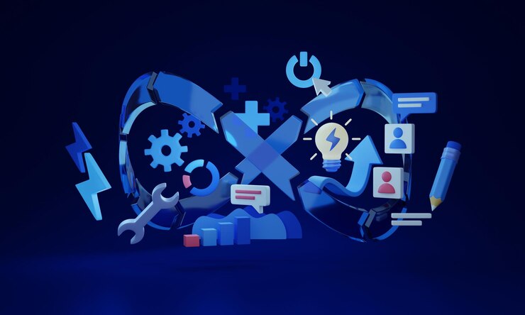 DevSecOps software code development cycle 3D illustration concept