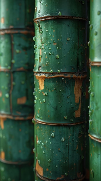 Dew on Bamboo Stalks