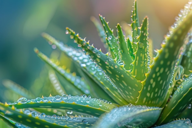 dew covered aloe vera leaves