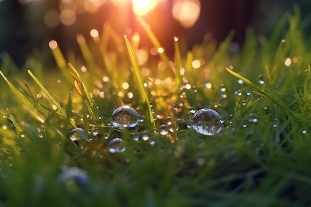 Dew drops on the grass illustration