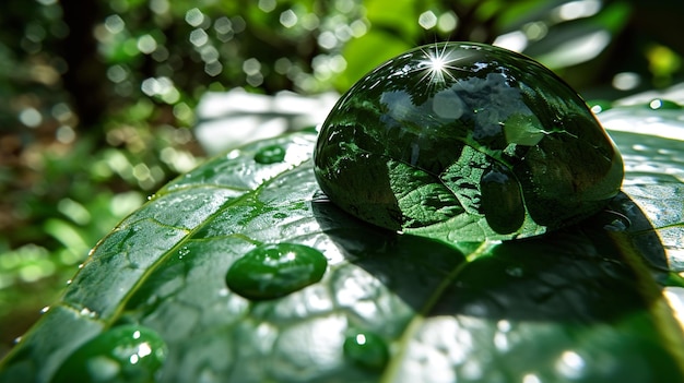dew drops on leaves HD 8K wallpaper Stock Photographic Image