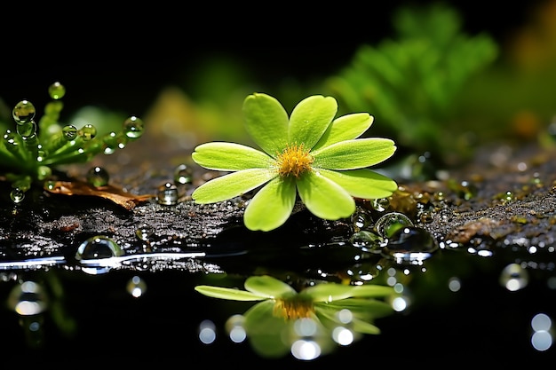 Foto gocce di rugiada sul muschio macro una goccia d'acqua su una foglia