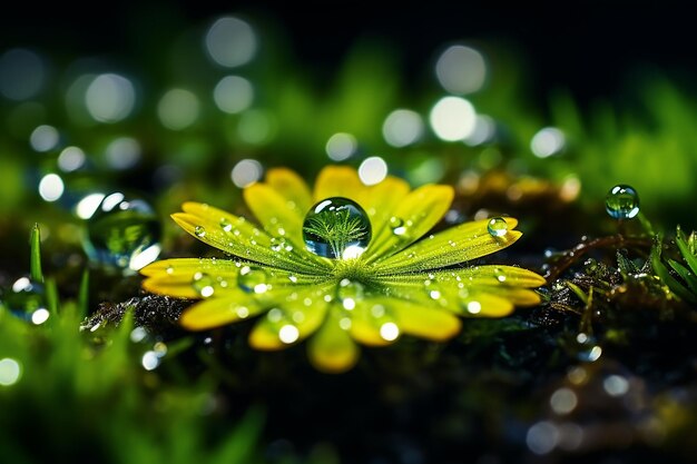 Dew Drops on Moss Macro A Single Water Droplet