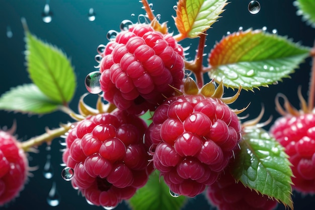 Dew Kissed Raspberry on Branch Dynamic Wet on Wet Beauty