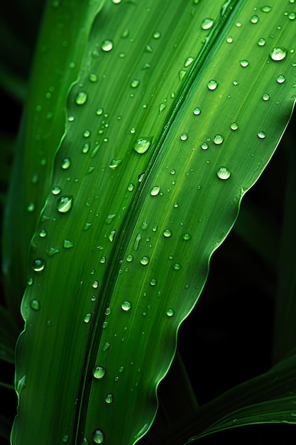 Photo dew on a leaf generative ai