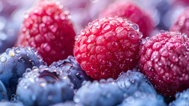 Photo dewkissed berries in vibrant closeup