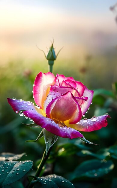 キスされた朝の花