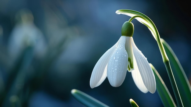 Photo dewkissed snowdrop at dawn