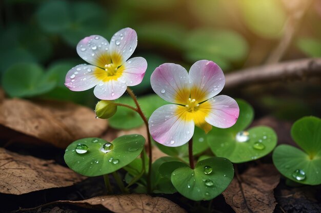 Photo dewkissed wildflowers at dawn