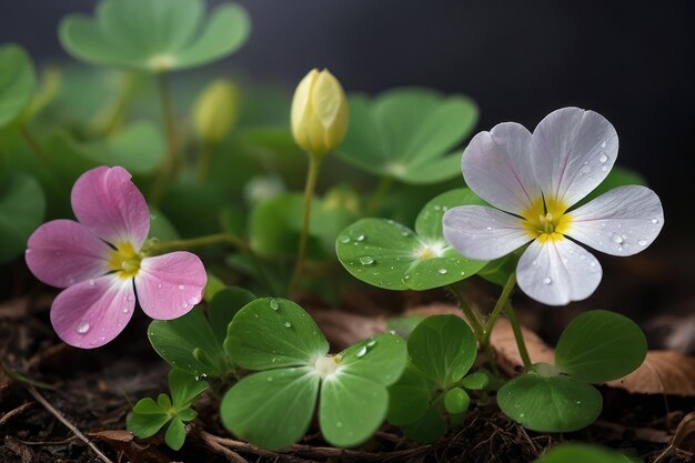 Photo dewkissed wildflowers at dawn