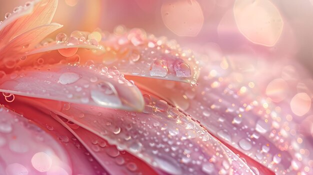 Dewy Flower Petals in Morning Light CloseUp